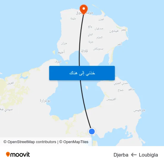 Loubigla to Djerba map