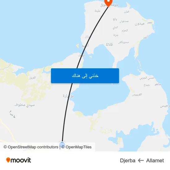 Allamet to Djerba map