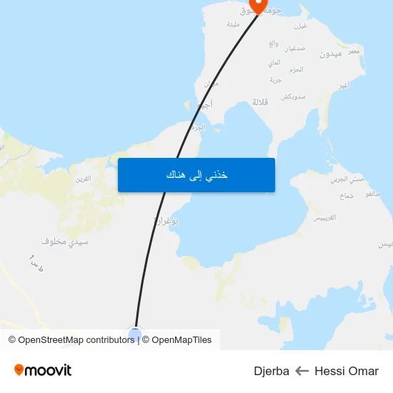 Hessi Omar to Djerba map