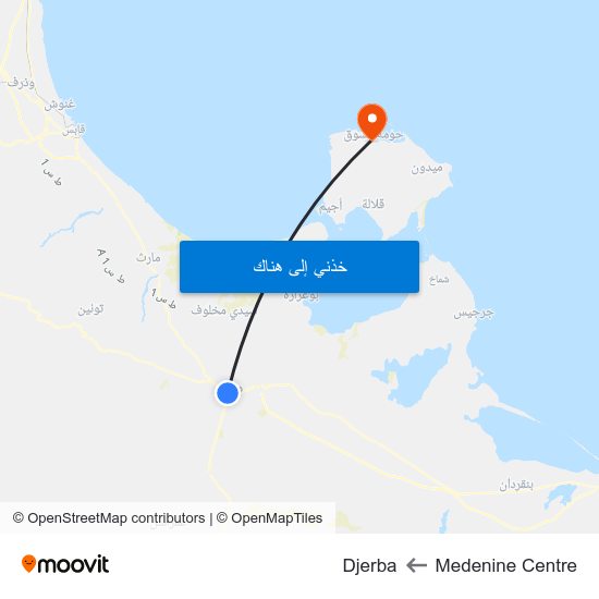Medenine Centre to Djerba map