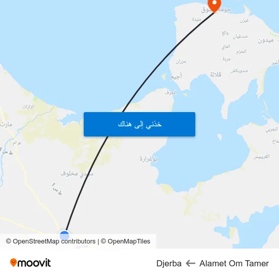 Alamet Om Tamer to Djerba map
