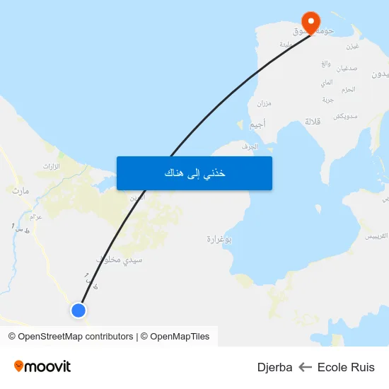 Ecole Ruis to Djerba map