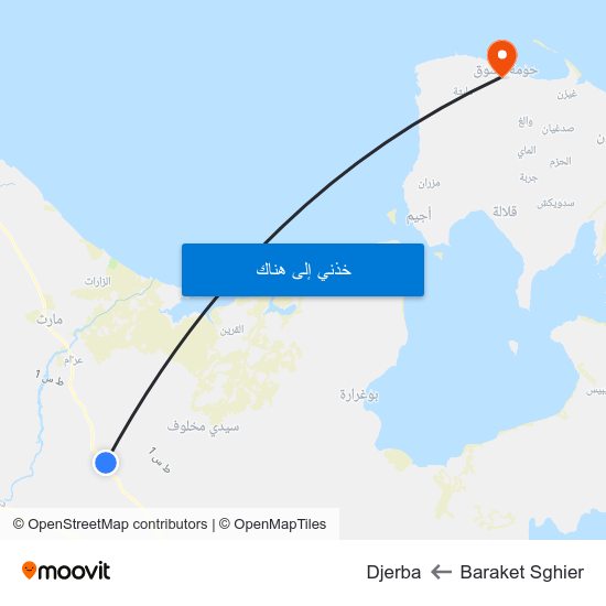 Baraket Sghier to Djerba map