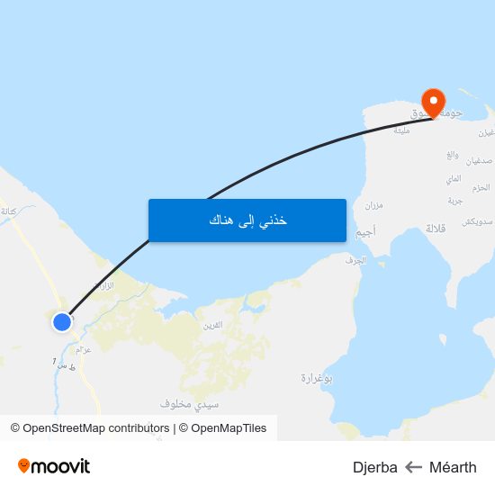 Méarth to Djerba map