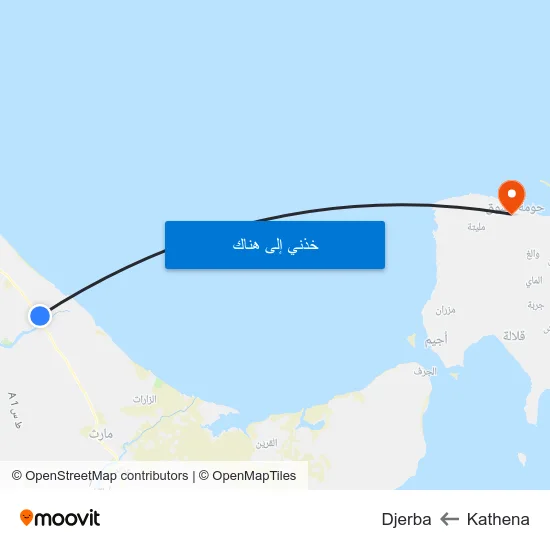 Kathena to Djerba map