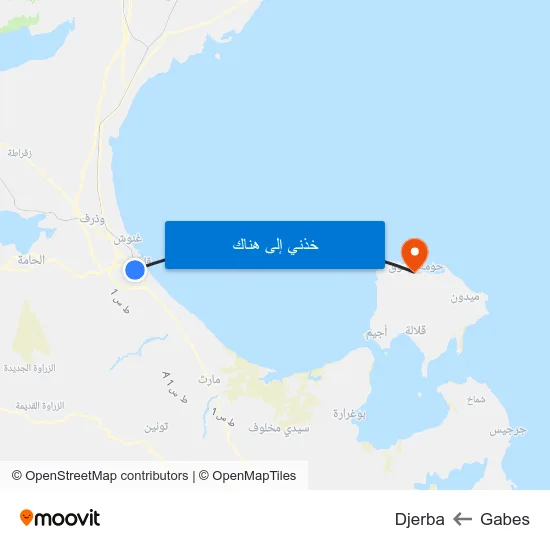 Gabes to Djerba map
