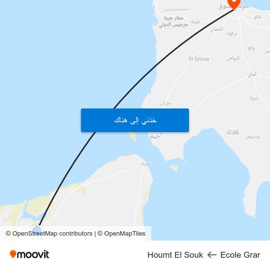 Ecole Grar to Houmt El Souk map