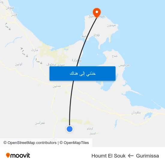 Gurimissa to Houmt El Souk map
