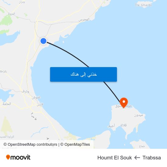Trabssa to Houmt El Souk map