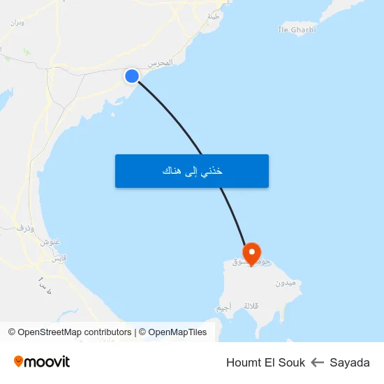 Sayada to Houmt El Souk map