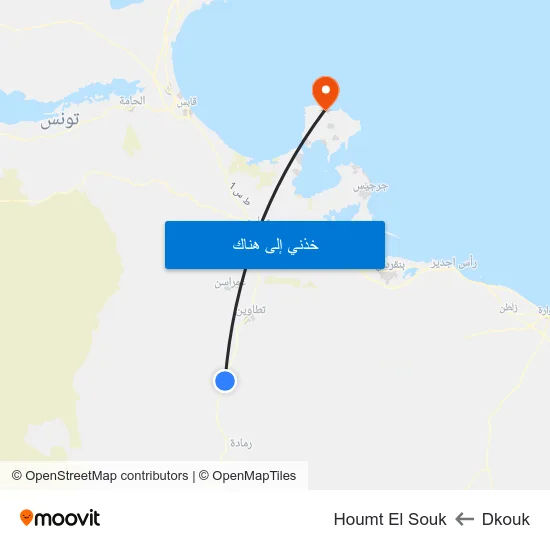 Dkouk to Houmt El Souk map