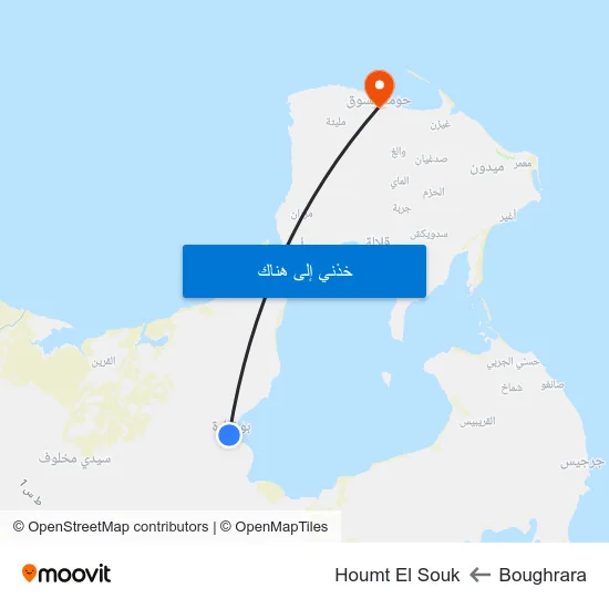 Boughrara to Houmt El Souk map