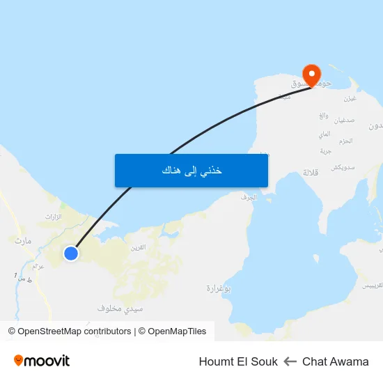 Chat Awama to Houmt El Souk map