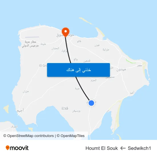 Sedwikch1 to Houmt El Souk map
