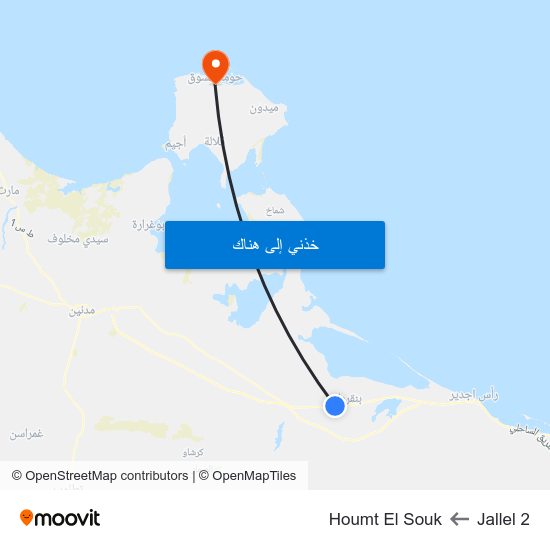 Jallel 2 to Houmt El Souk map
