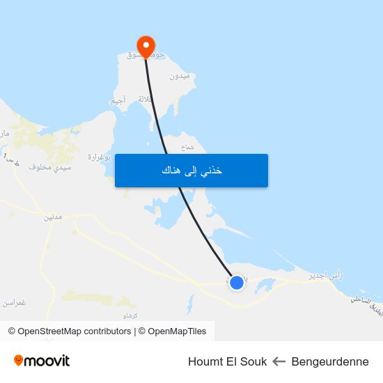 Bengeurdenne to Houmt El Souk map
