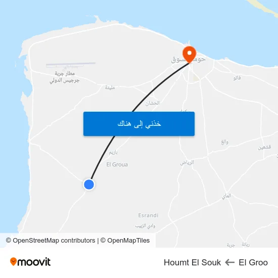 El Groo to Houmt El Souk map