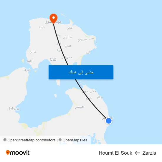 Zarzis to Houmt El Souk map