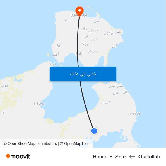 Khalfallah to Houmt El Souk map