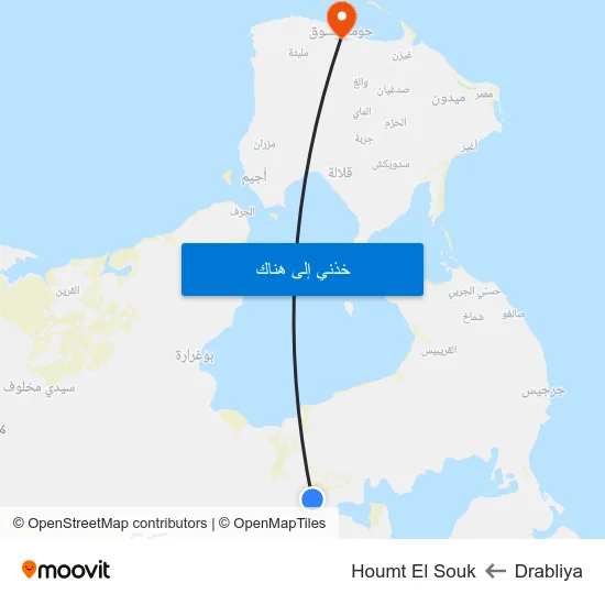 Drabliya to Houmt El Souk map