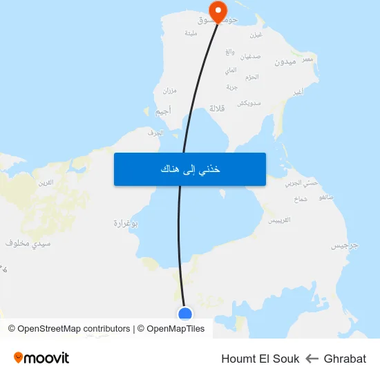 Ghrabat to Houmt El Souk map