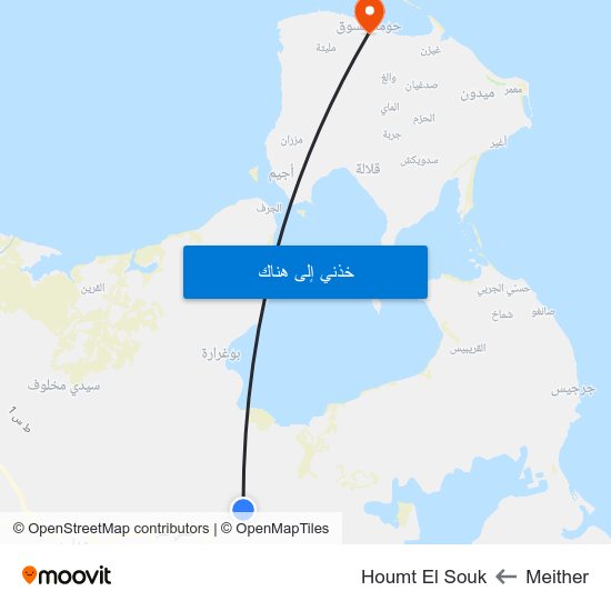 Meither to Houmt El Souk map