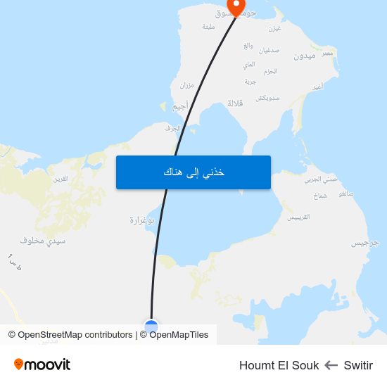 Switir to Houmt El Souk map