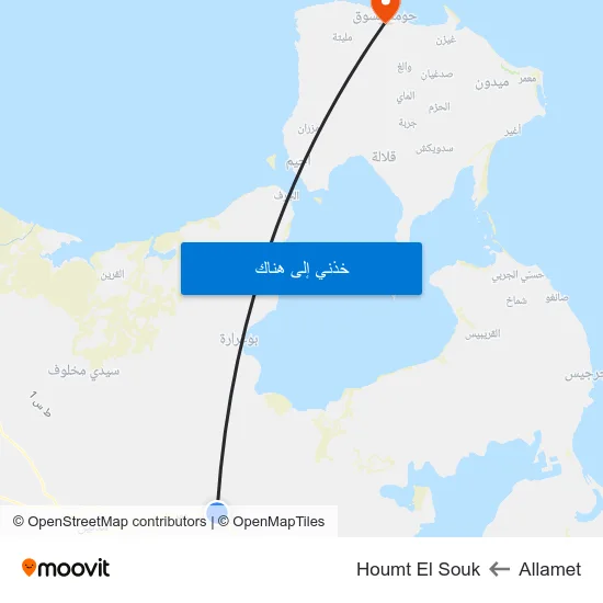 Allamet to Houmt El Souk map