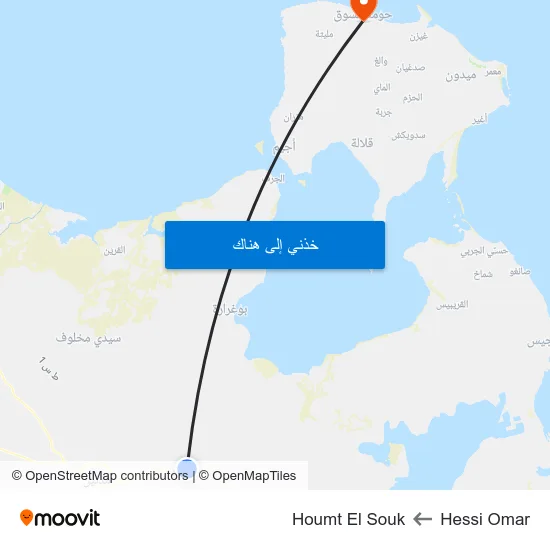 Hessi Omar to Houmt El Souk map