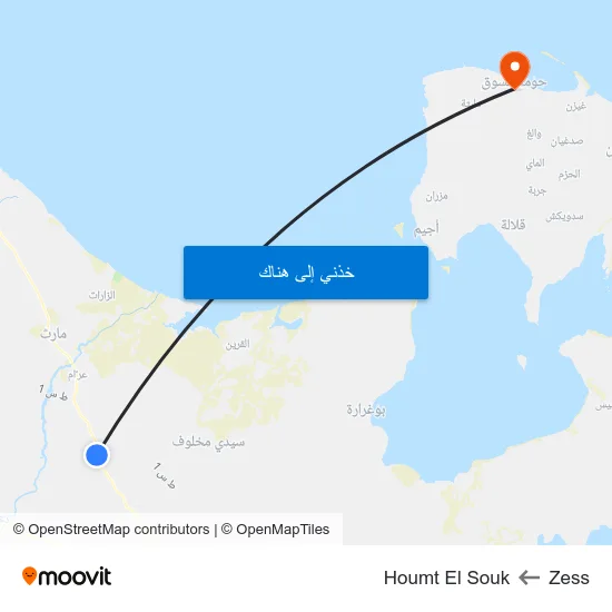 Zess to Houmt El Souk map