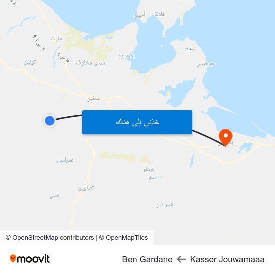 Kasser Jouwamaaa to Ben Gardane map