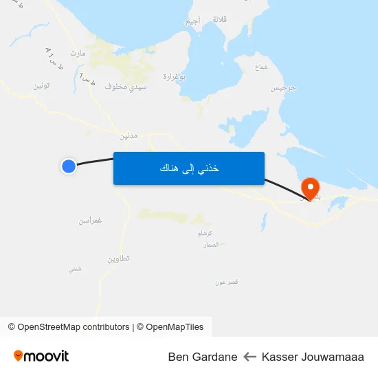Kasser Jouwamaaa to Ben Gardane map