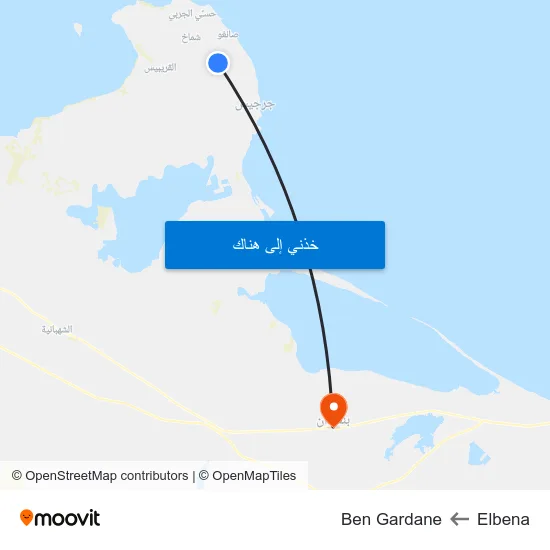 Elbena to Ben Gardane map