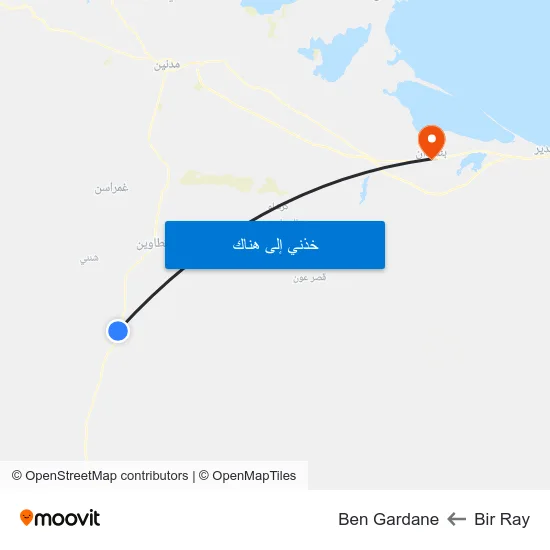 Bir Ray to Ben Gardane map