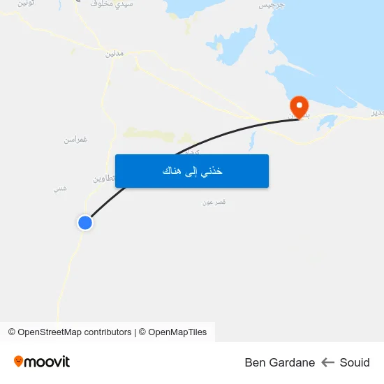 Souid to Ben Gardane map