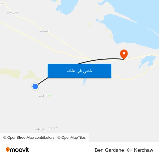 Kerchaw to Ben Gardane map