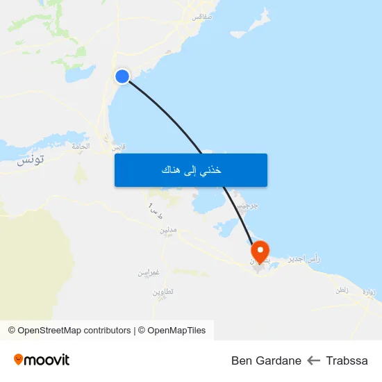 Trabssa to Ben Gardane map