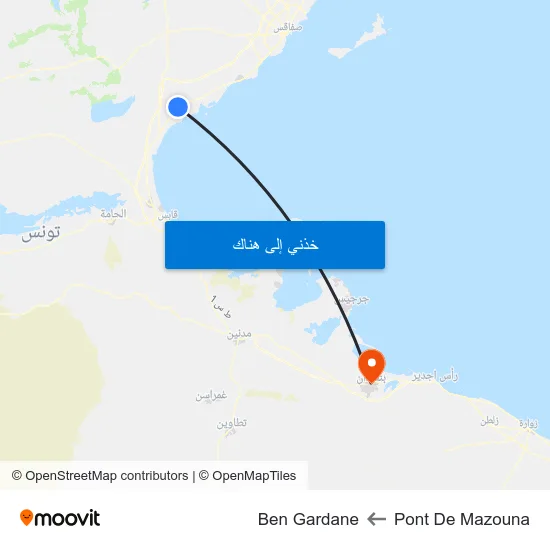 Pont De Mazouna to Ben Gardane map
