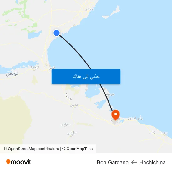Hechichina to Ben Gardane map