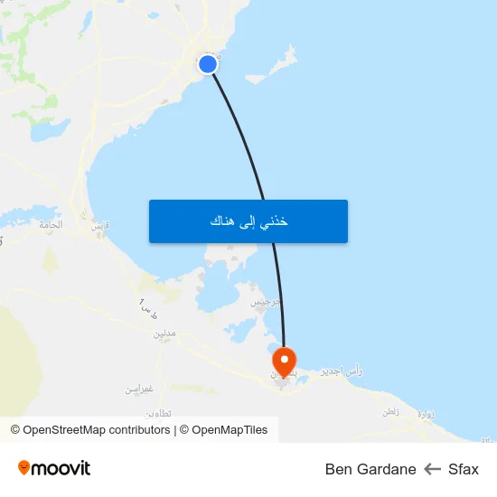 Sfax to Ben Gardane map