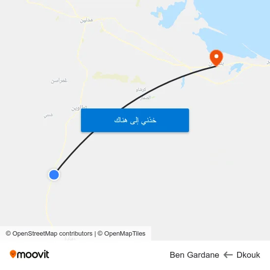 Dkouk to Ben Gardane map