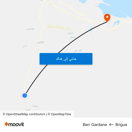 Brigue to Ben Gardane map