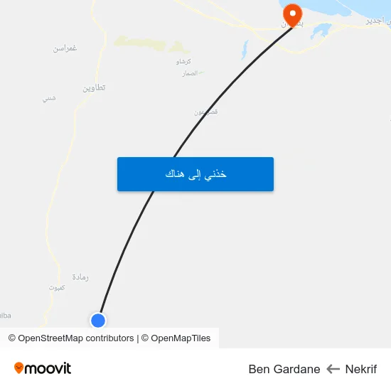 Nekrif to Ben Gardane map