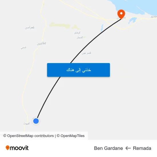 Remada to Ben Gardane map