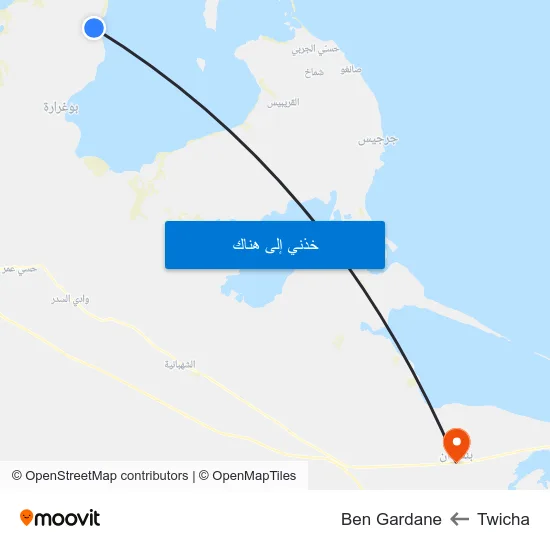 Twicha to Ben Gardane map