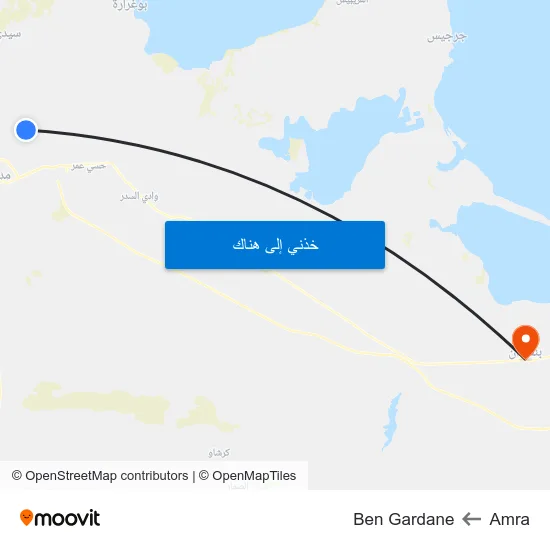 Amra to Ben Gardane map