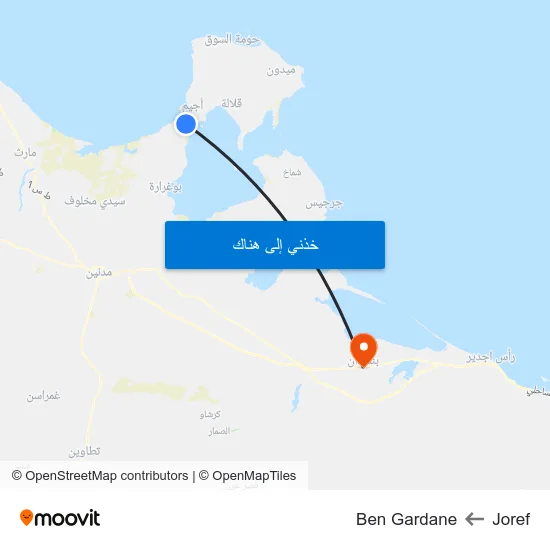 Joref to Ben Gardane map