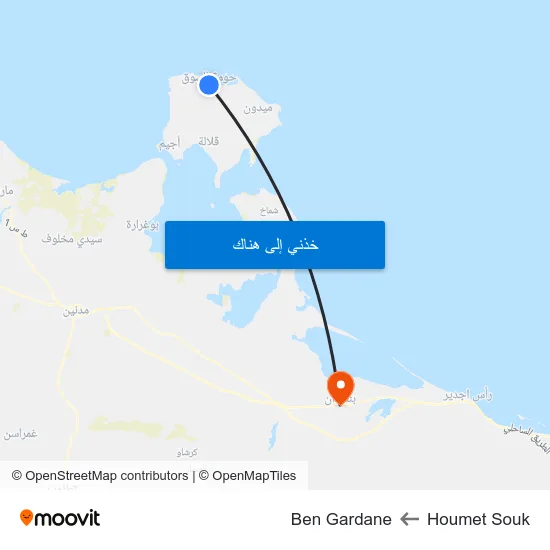 Houmet Souk to Ben Gardane map