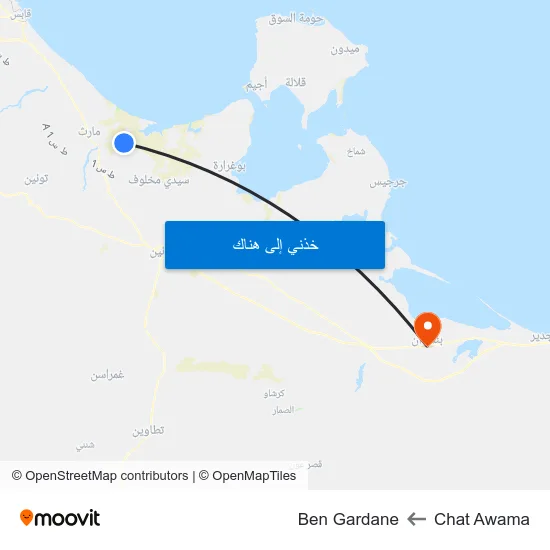 Chat Awama to Ben Gardane map