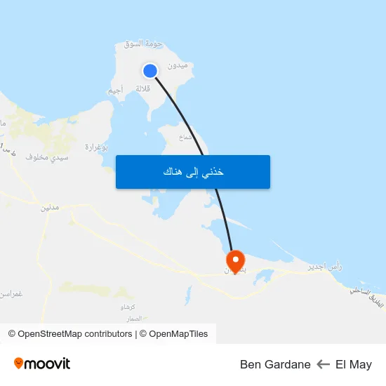 El May to Ben Gardane map